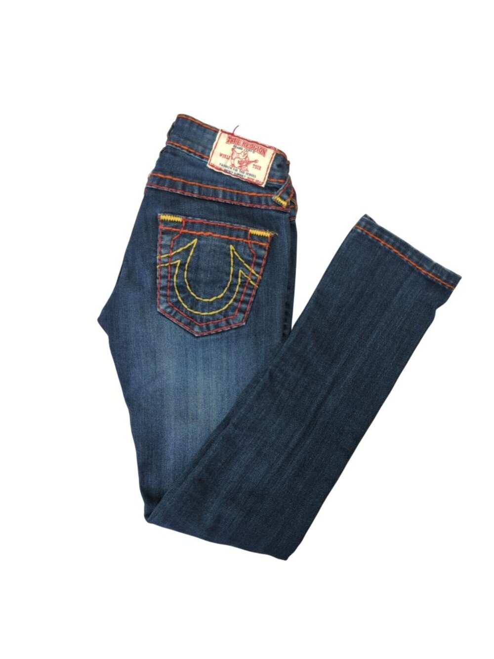 True Religion Becky Super T Heavy Stitched Dark Denim Jeans, Women's 26
